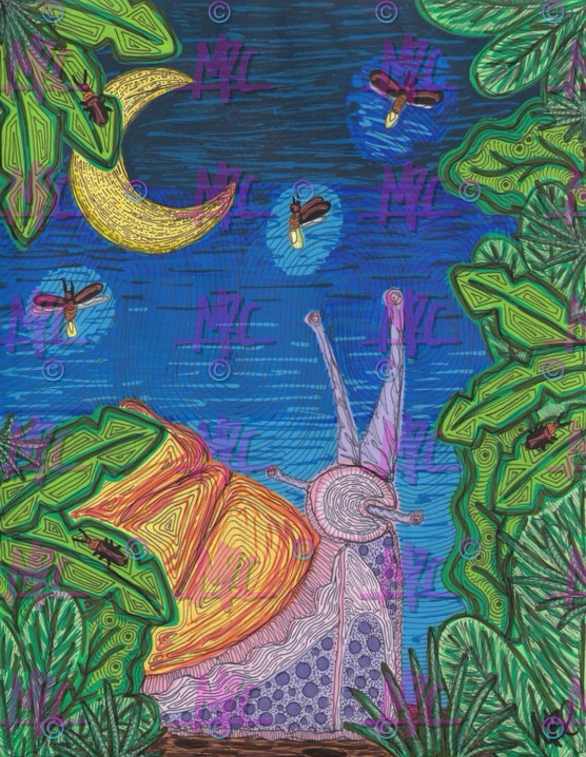 Snail in the Moonlit Bayou
